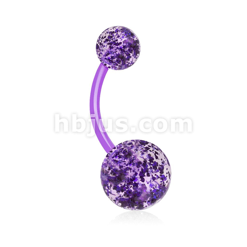 Ultra Glitter Acrylic Balls BioFlex Navel Ring - Image 2