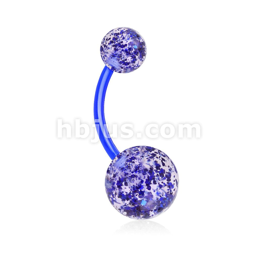 Ultra Glitter Acrylic Balls BioFlex Navel Ring - Image 4