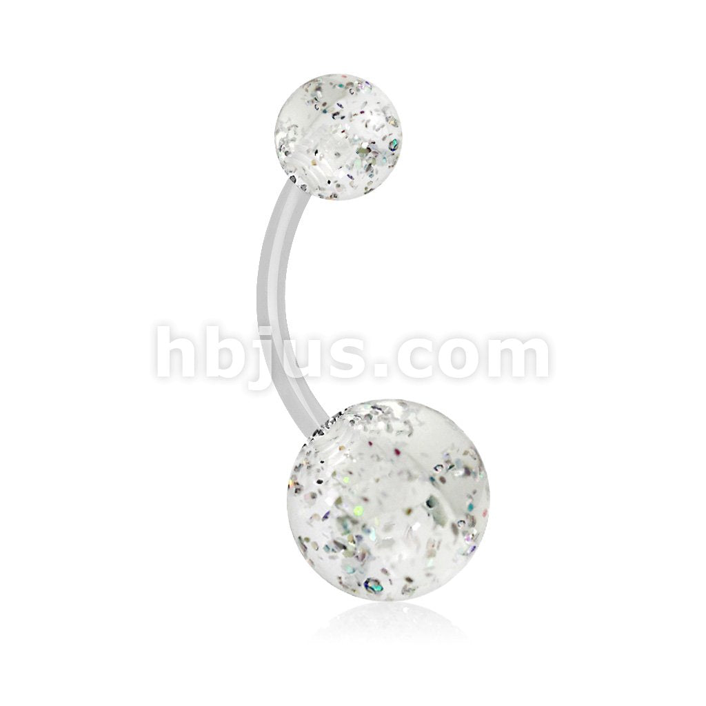 Ultra Glitter Acrylic Balls BioFlex Navel Ring - Image 5