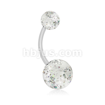 Ultra Glitter Acrylic Balls BioFlex Navel Ring - Image 5