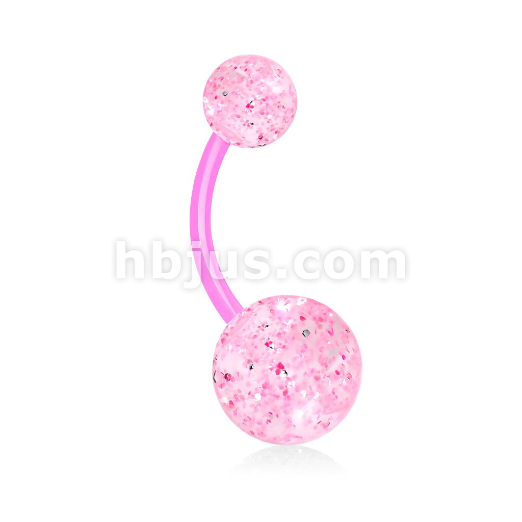 Ultra Glitter Acrylic Balls BioFlex Navel Ring - Image 8