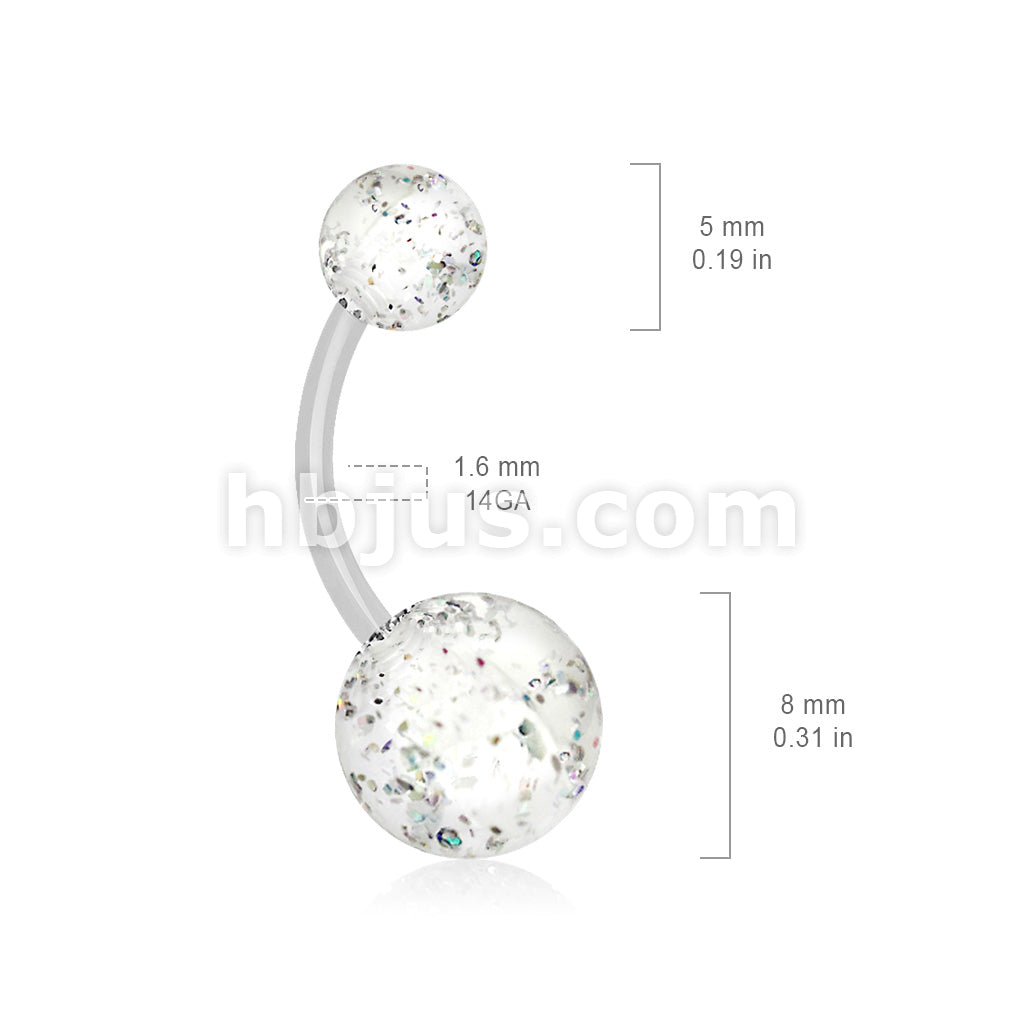 Ultra Glitter Acrylic Balls BioFlex Navel Ring - Image 10