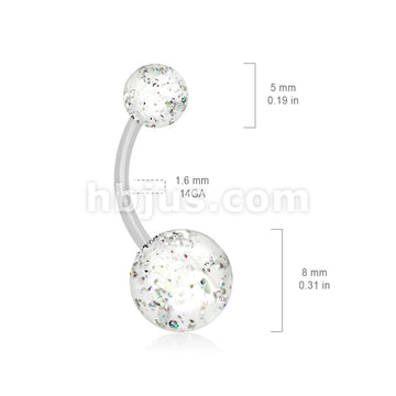 Ultra Glitter Acrylic Balls BioFlex Navel Ring - Image 10