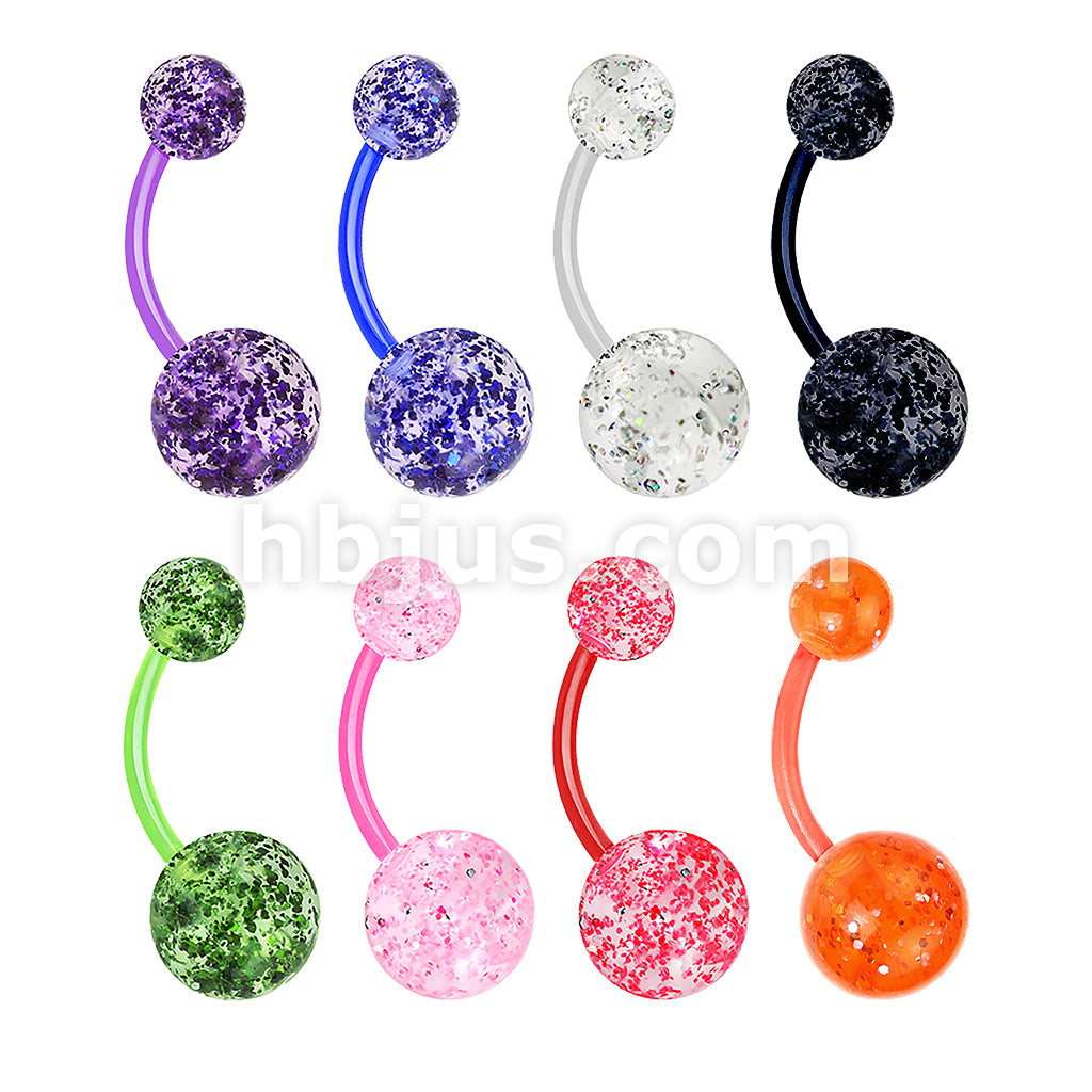 Ultra Glitter Acrylic Balls BioFlex Navel Ring