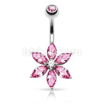 316L Surgical Steel 316L Surgical Steel 6 Marquise Cut CZ Petal Flower... - Image 3