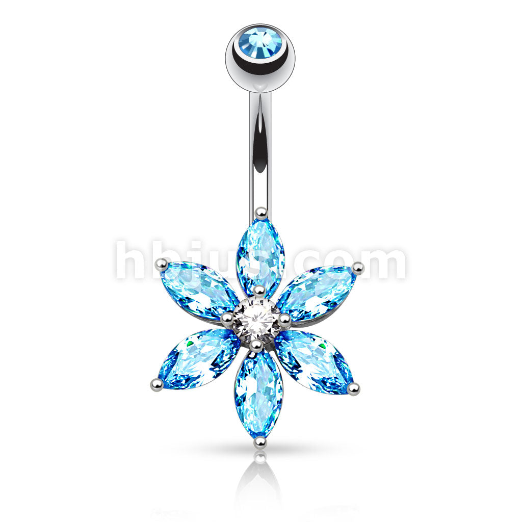 316L Surgical Steel 316L Surgical Steel 6 Marquise Cut CZ Petal Flower... - Image 4