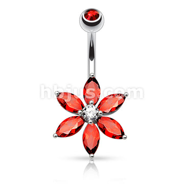 316L Surgical Steel 316L Surgical Steel 6 Marquise Cut CZ Petal Flower... - Image 5
