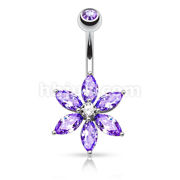 316L Surgical Steel 316L Surgical Steel 6 Marquise Cut CZ Petal Flower... - Image 6