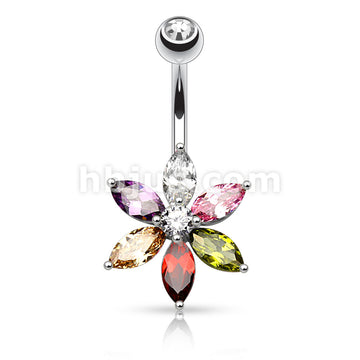 316L Surgical Steel 316L Surgical Steel 6 Marquise Cut CZ Petal Flower... - Image 7