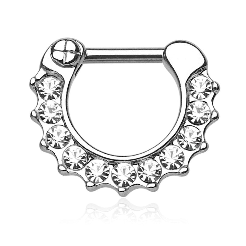 316L Surgical Steel Gem Paved 316L Surgical Steel Septum Clicker Ring