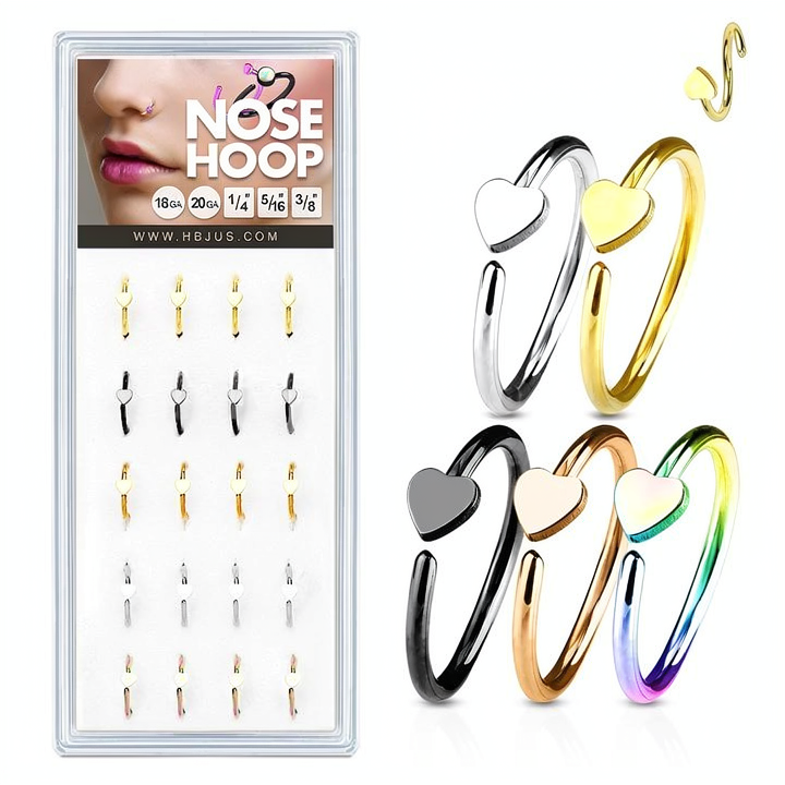 Nose Hoops IP Plated Over 316L Surgical Steel with Hear