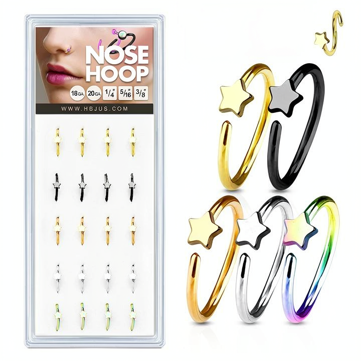 Nose Hoops IP Plated Over 316L Surgical Steel with Sta