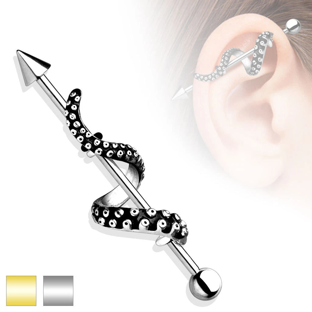 Octopus Leg 316L Surgical Steel Industrial Barbell