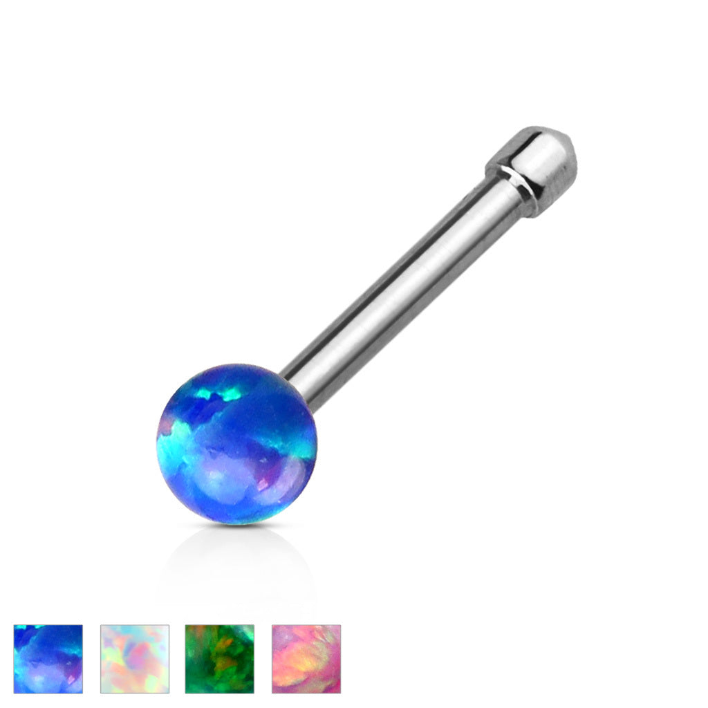 Opal Ball 316L Surgical Steel Nose Bone Stud Rings