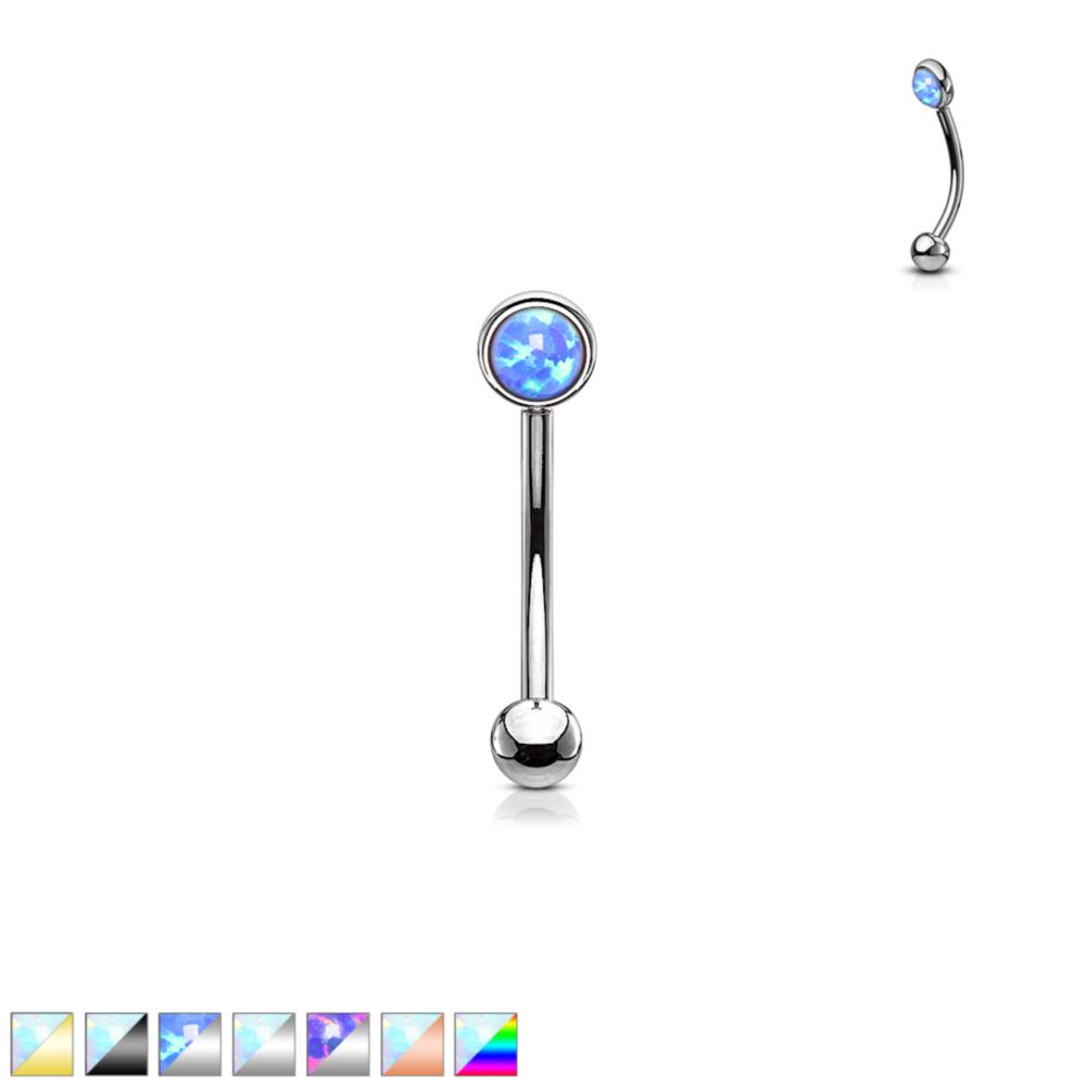 Opal Flat Set 316L Surgical Steel Eyebrow Rook Piercing Curve