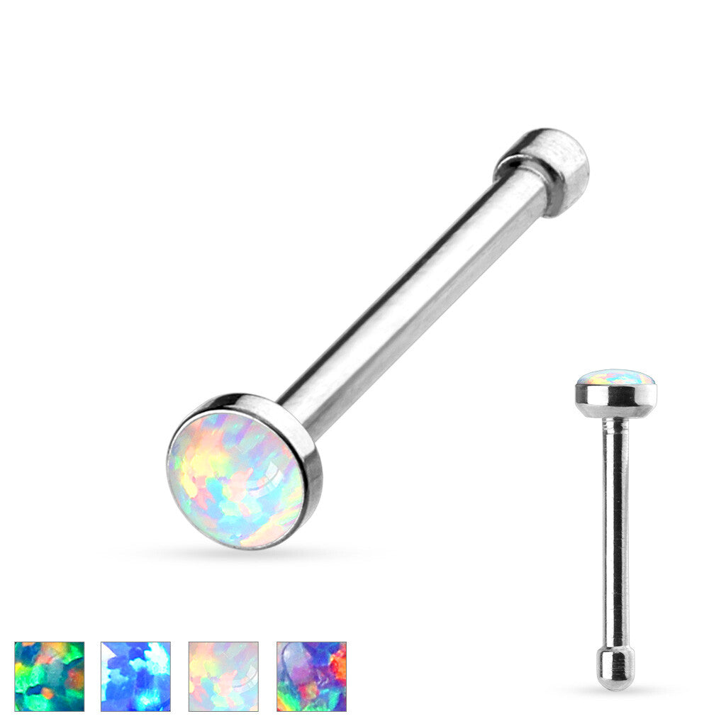 Opal Set Flat Top 316L Surgical Steel Nose Studs