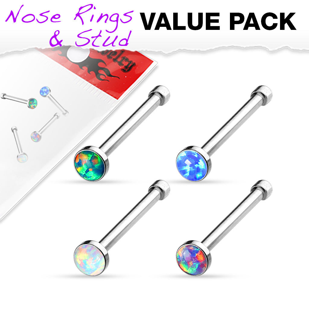 Opal Set Nose Stud Rings