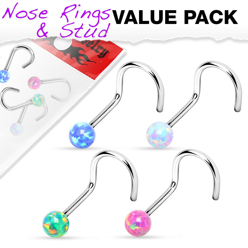 Opal Ball 316L Surgical Steel Nose Screw