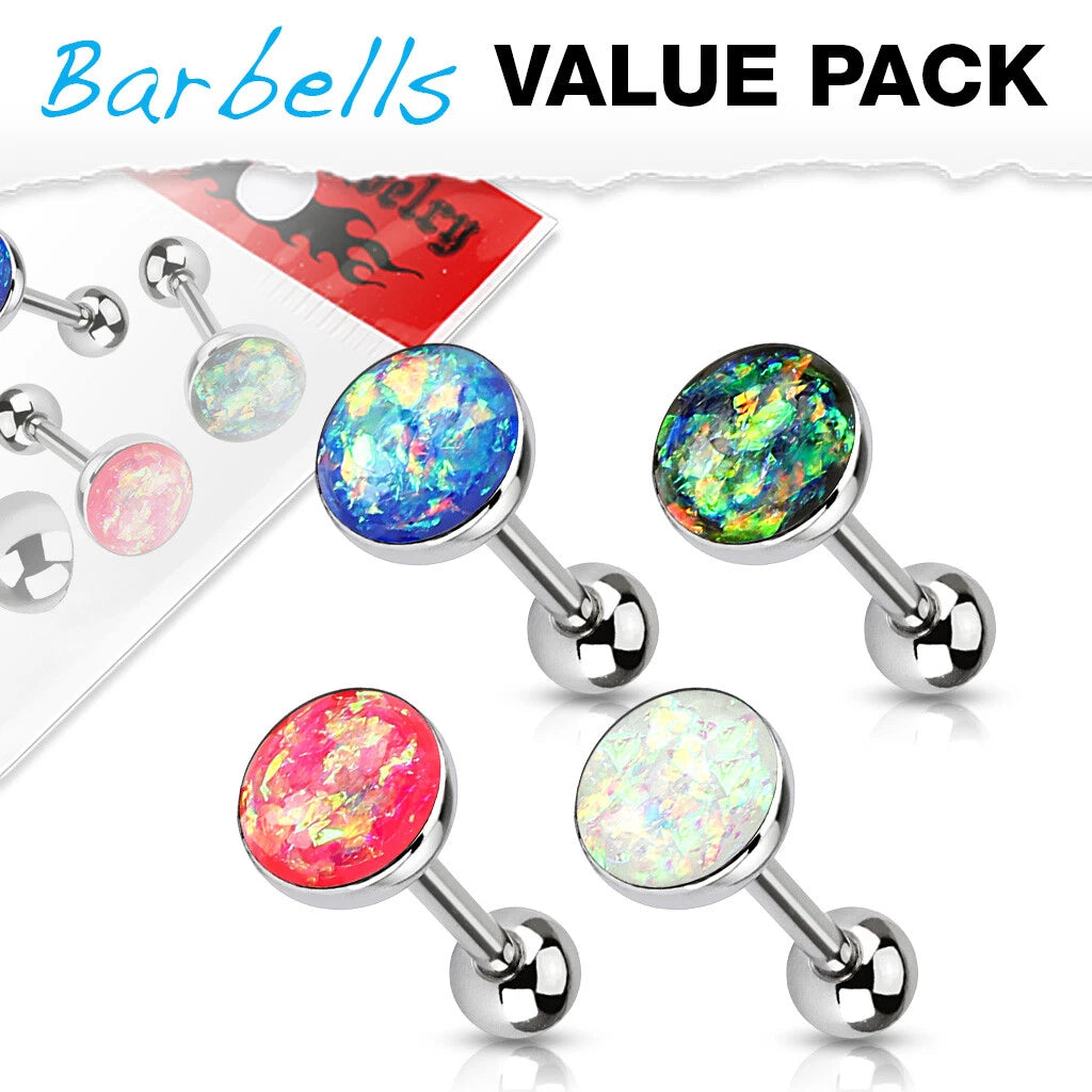 Opal Glitter Set 316L Surgical Steel Barbells