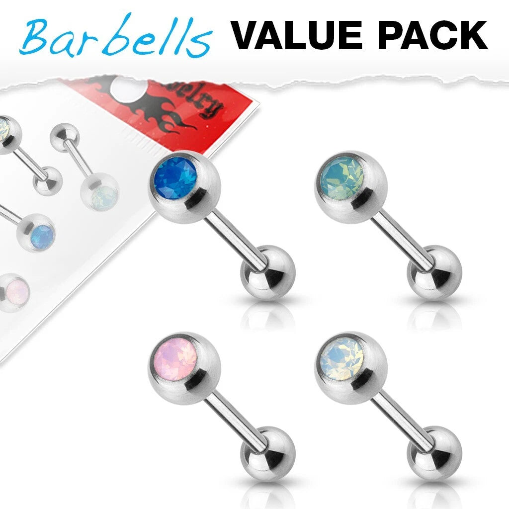 Opalite Crystal Set 316L Surgical Steel Barbells