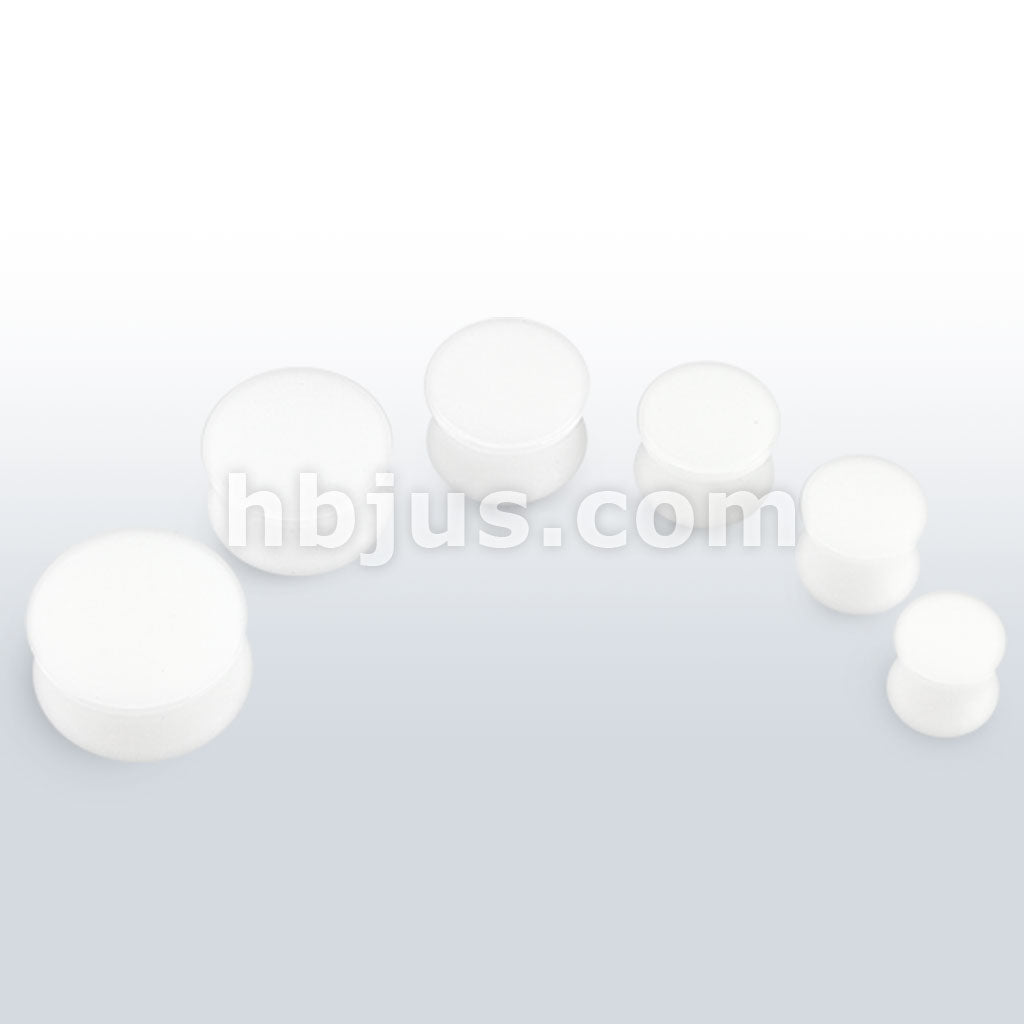 Large White Acrylic Solid Color  Saddle Plugs 60pc Pack (10pc x 6 sizes, 1/2" ~ 1")