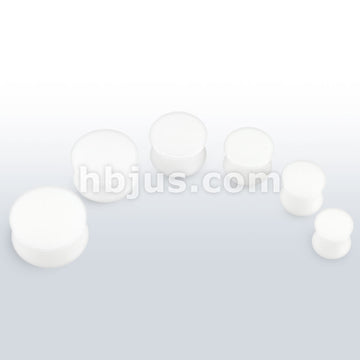 Large White Acrylic Solid Color  Saddle Plugs 60pc Pack (10pc x 6 sizes, 1/2" ~ 1")