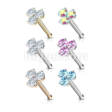 24 Pcs Box of Three CZ Stone Prong Set 20 Gauge 316L Surgical Steel Nose Stud Rings Pack (6 Colors x 4 Pcs) - Image 2