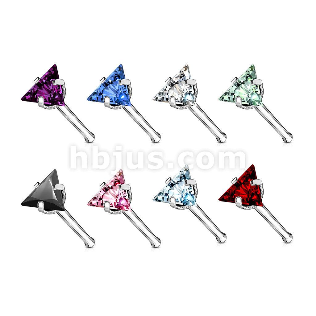 40 Pcs Mixed Color Triange CZ Top of 20 Gauge 316L Surgical Steel Nose Bone Package - Image 2