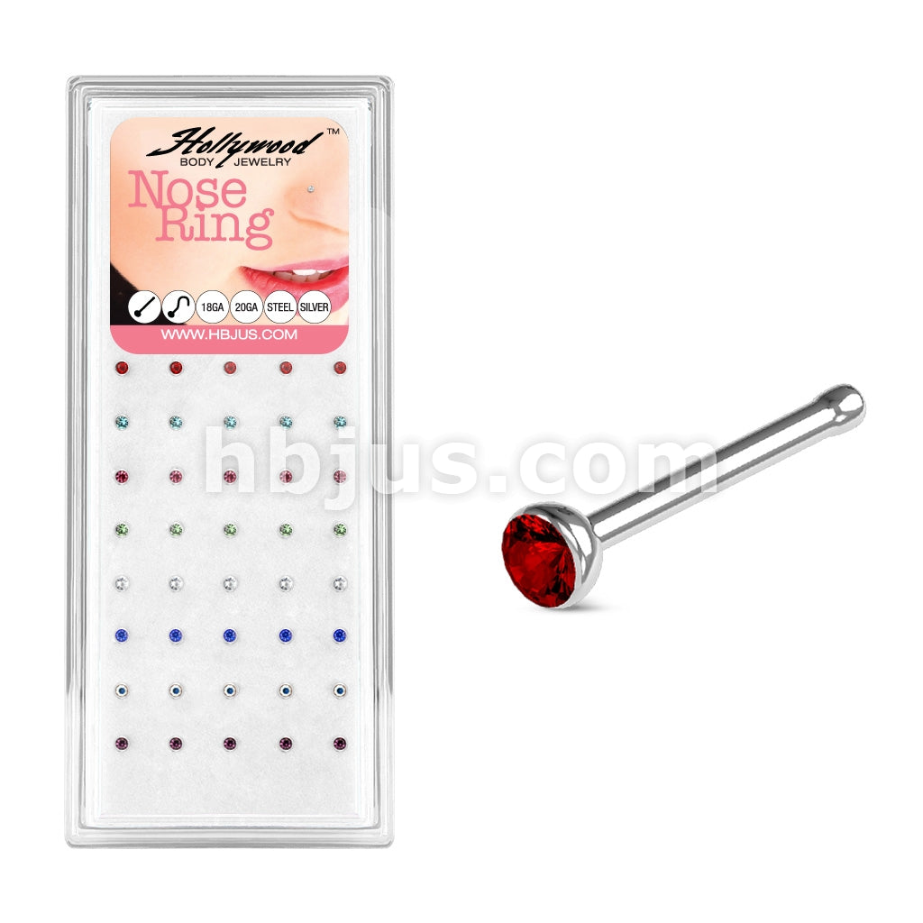 40 Pcs Mixed Gem 316L Surgical Steel Nose Bone Pack (5 pcs x 8 Colors) - Image 2
