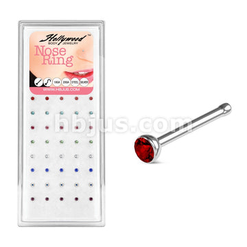 40 Pcs Mixed Gem 316L Surgical Steel Nose Bone Pack (5 pcs x 8 Colors) - Image 2