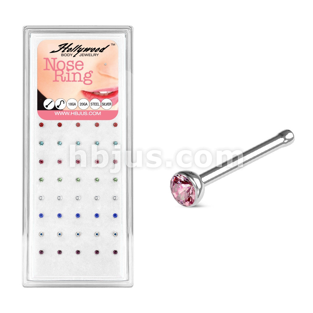 40 Pcs Mixed Gem 316L Surgical Steel Nose Bone Pack (5 pcs x 8 Colors) - Image 3
