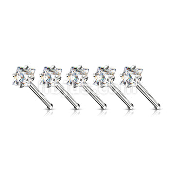 40 Pcs Pre Loaded Box of Clear Prong Set Square CZ Top 316L Surgical Steel Nose Stud Package - Image 2