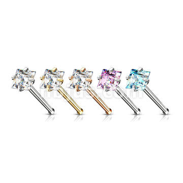 40 Pcs Pre Loaded Box of Prong Set Square CZ Top 316L Surgical Steel Nose Stud Package (5 Colors x 8 Pcs) - Image 2