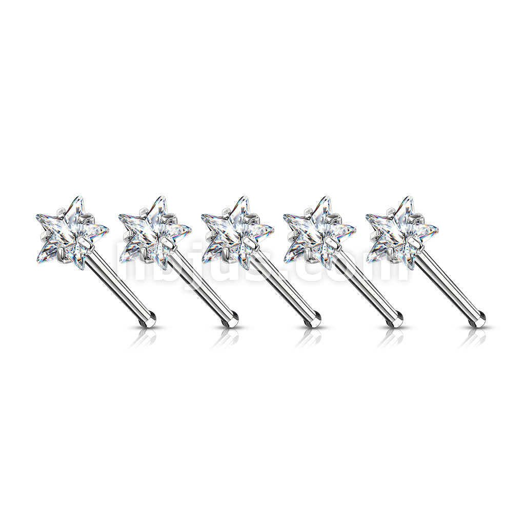 40 Pcs Pre Loaded Box of Clear Prong Set Star CZ Top 316L Surgical Steel Nose Stud Package - Image 2