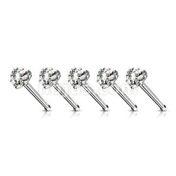 40 Pcs Pre Loaded Box of Clear Prong Set Heart CZ Top 316L Surgical Steel Nose Stud Package - Image 2
