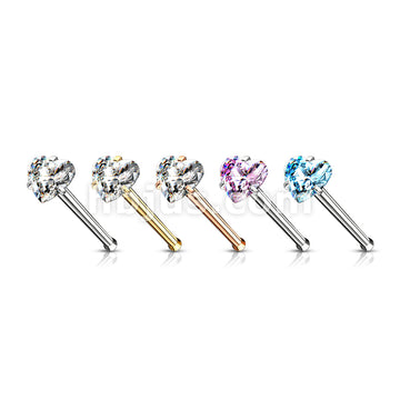 40 Pcs Pre Loaded Box of Prong Set Heart CZ Top 316L Surgical Steel Nose Stud Package (5 Colors X 8 Pcs) - Image 2