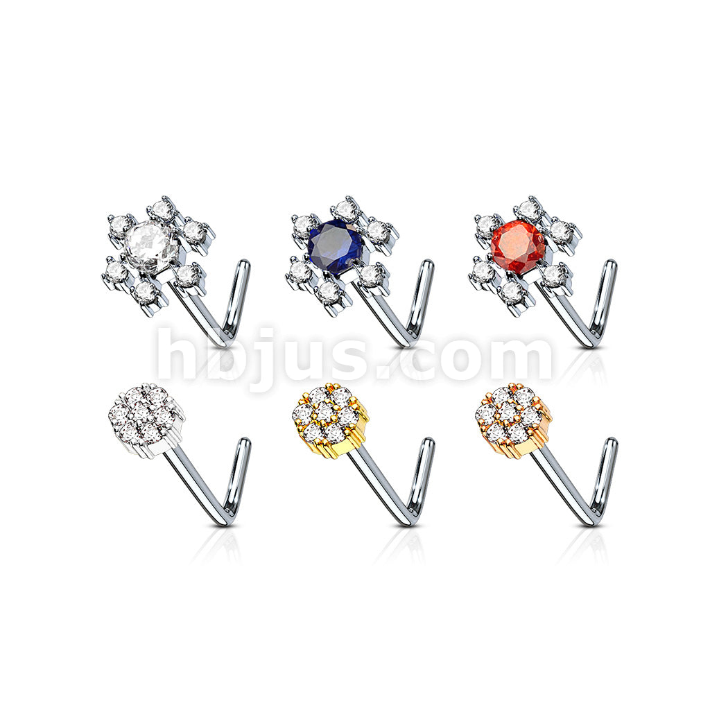 24 Pcs Snow Flake Themed "L" Bend 20 Gauge 316L Surgical Steel Nose Bone Package - Image 2