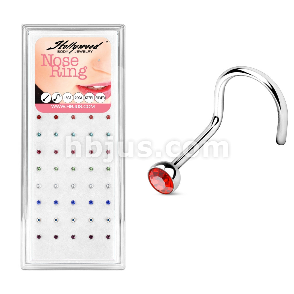 40 Pcs Mixed Gem 316L Surgical Steel Nose Screw Pack (5 pcs x 8 Colors) - Image 2