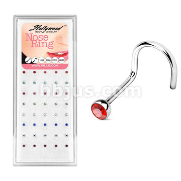 40 Pcs Mixed Gem 316L Surgical Steel Nose Screw Pack (5 pcs x 8 Colors) - Image 2