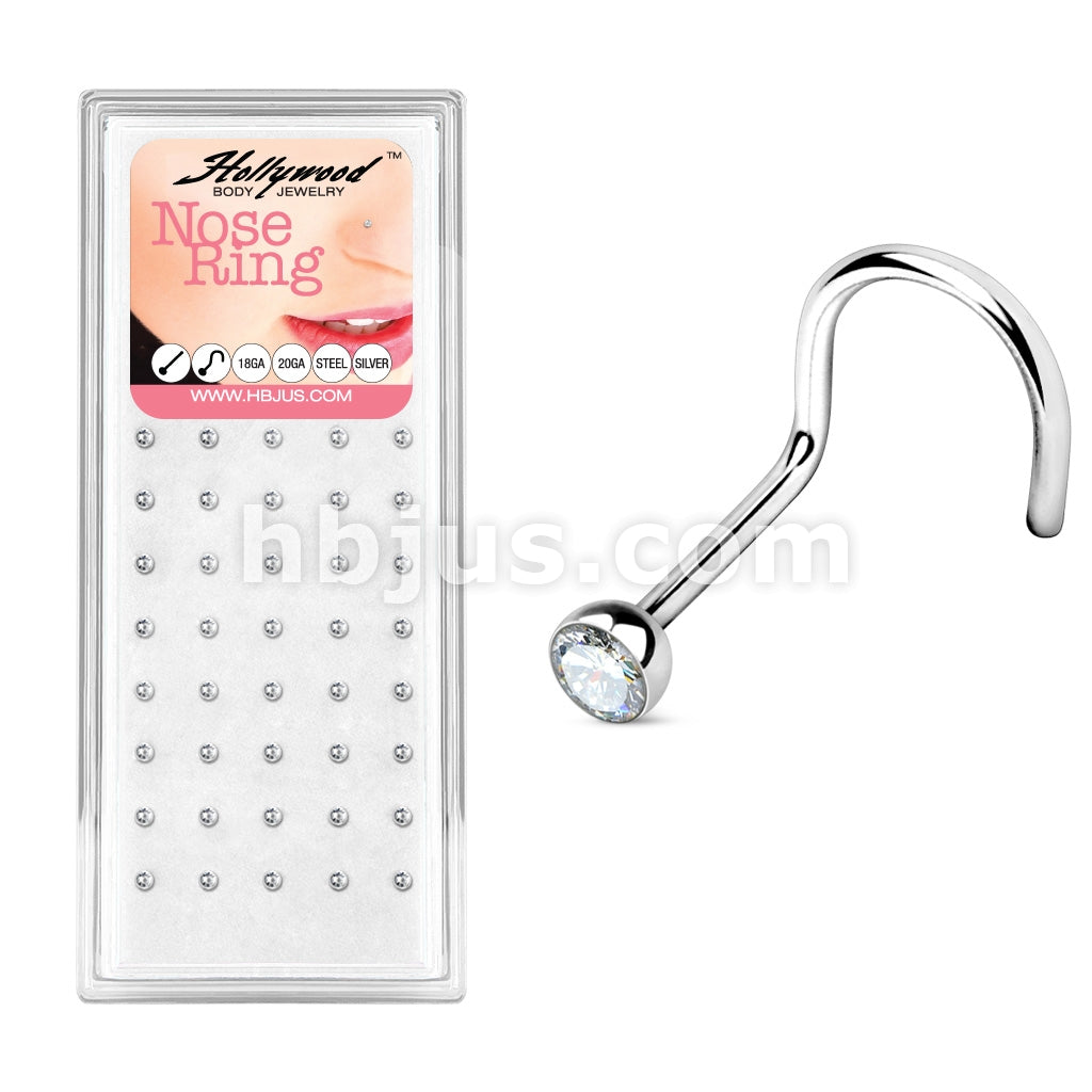 40 Pcs Clear Gem 316L Surgical Steel Nose Screw Package - Image 3