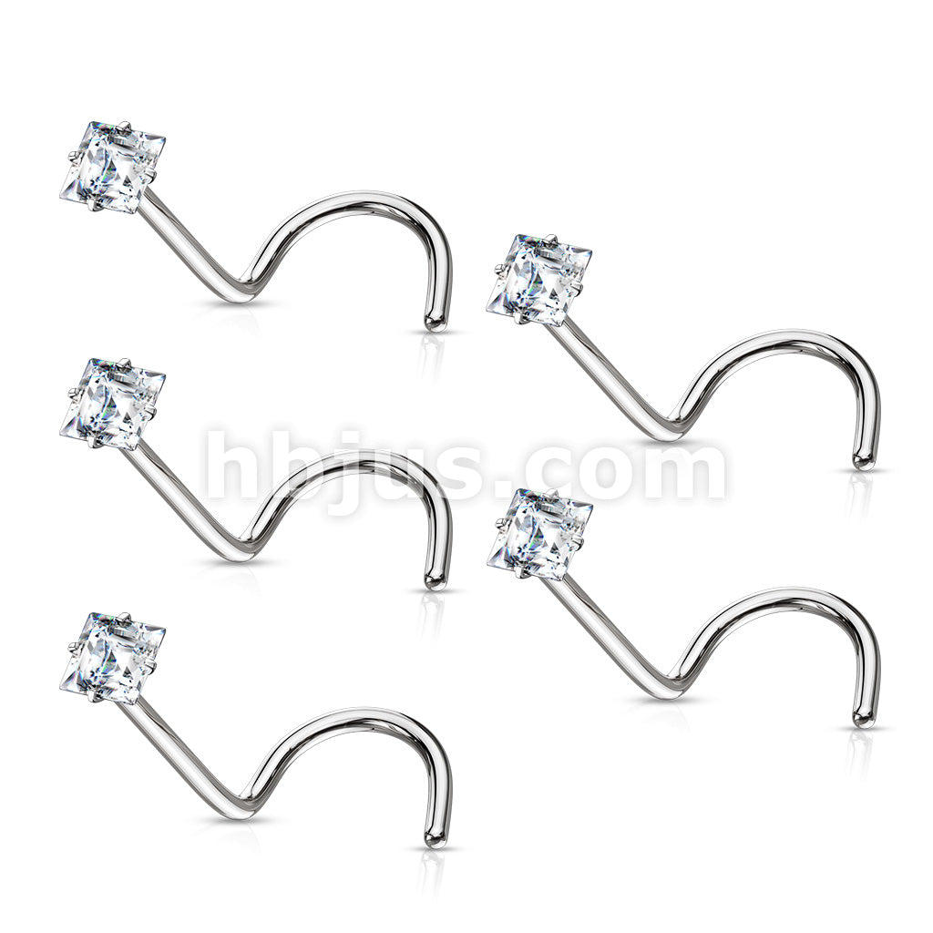 40 Pcs Pre Loaded Box of Prong Set Square CZ Top 316L Surgical Steel Nose Screw Pack - Image 2