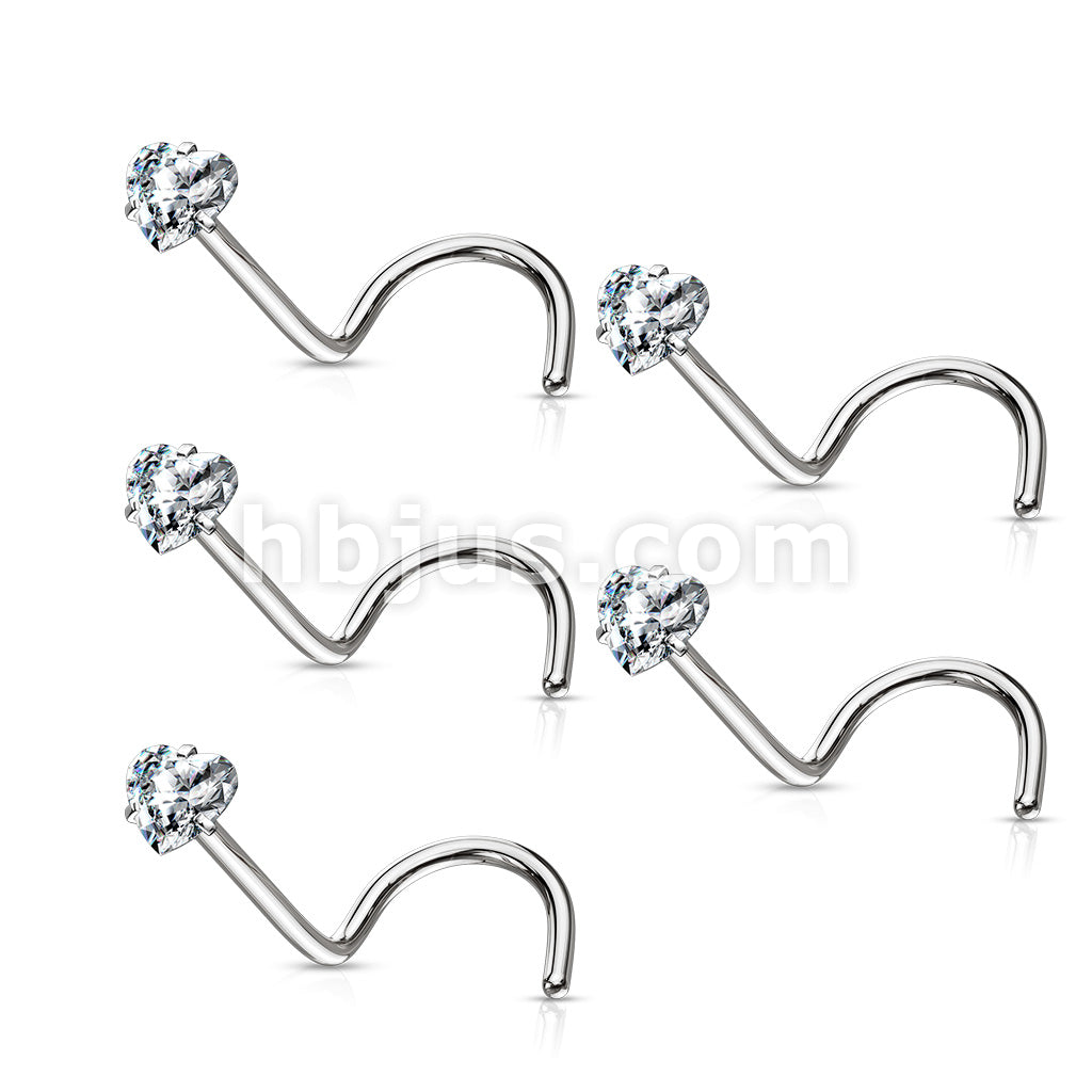 40 Pcs Pre Loaded Box of Prong Set Heart CZ Top 316L Surgical Steel Nose Screw Pack - Image 2