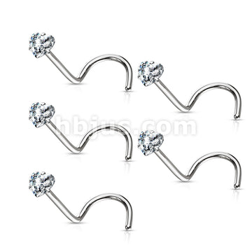 40 Pcs Pre Loaded Box of Prong Set Heart CZ Top 316L Surgical Steel Nose Screw Pack - Image 2