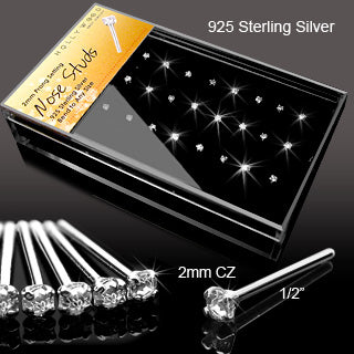 20G .925 Sterling Silver CZ Bendable Fishtail Nose Ring