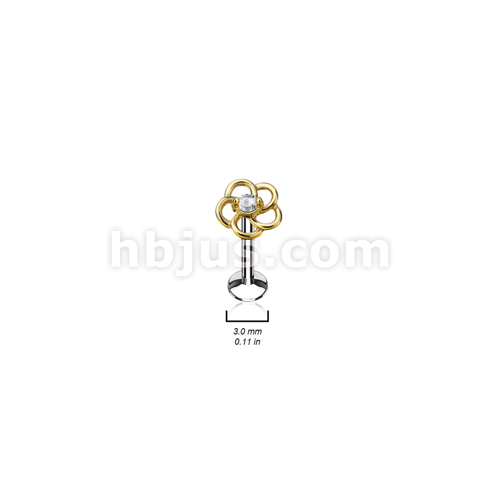 24 Pcs Pre Loaded Internally Theaded Assorted Styles Gold PlatedTop 316L Surgical Steel Stud Pack for Labret, Lip, Monroe and Ear Cartilage - Image 2