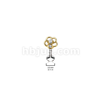 24 Pcs Pre Loaded Internally Theaded Assorted Styles Gold PlatedTop 316L Surgical Steel Stud Pack for Labret, Lip, Monroe and Ear Cartilage - Image 2