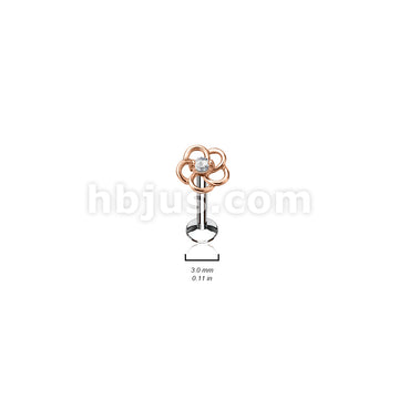 24 Pcs Pre Loaded Internally Theaded Assorted Styles RoseGold Plated Top 316L Surgical Steel Stud Pack for Labret, Lip, Monroe and Ear Cartilage - Image 2