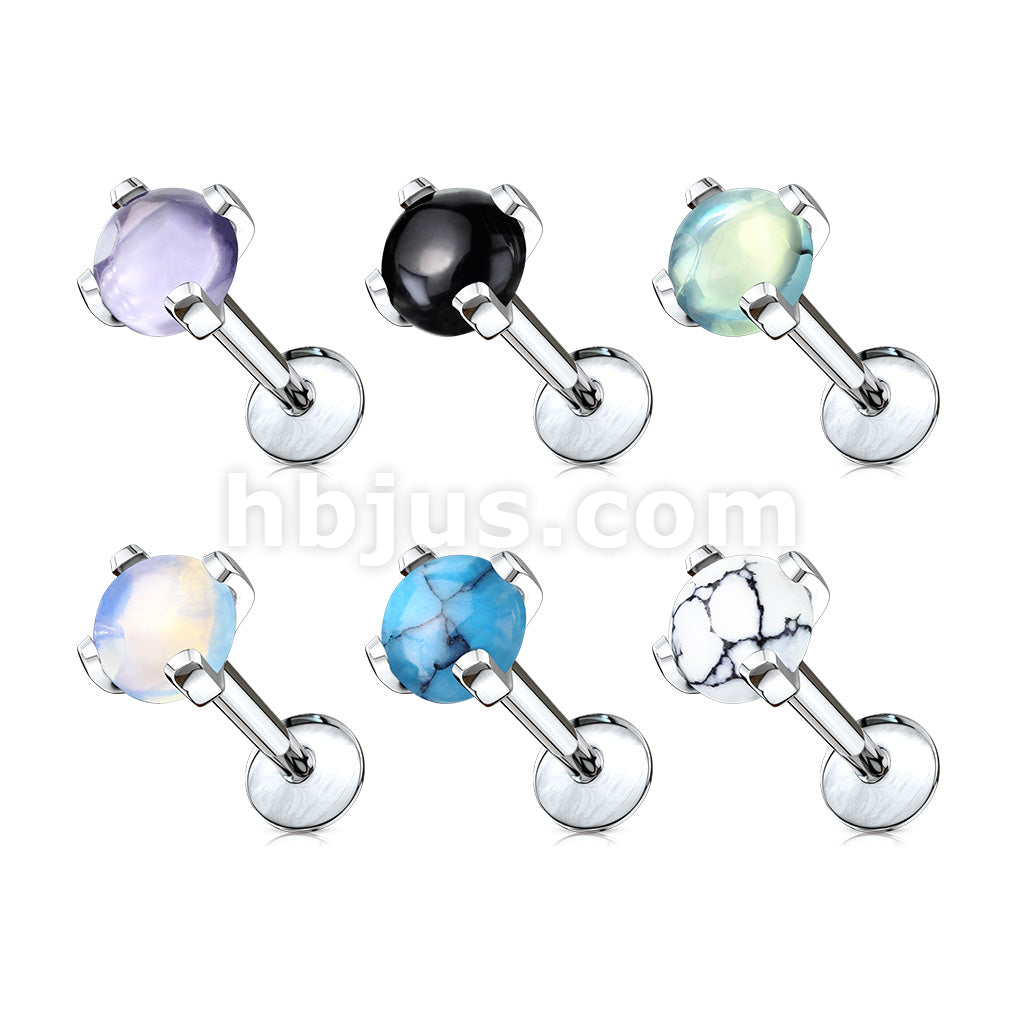 24 Pcs Pre Loaded Box of Semi Precious Stone Prong Set Top Internally Threaded Labret, Monroe, Cartilage Stud Pack - Image 2