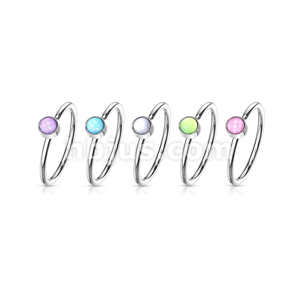20 Pcs Pre Loaded Illuminating Stone Set 316L Surgical Steel Nose Hoop Rings Pack (5 Styles x 4 Pcs) - Image 2