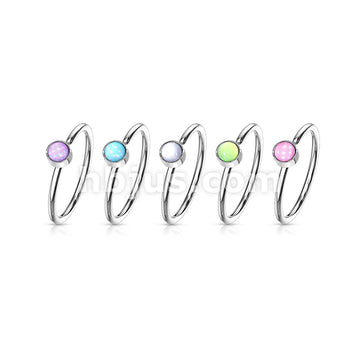 20 Pcs Pre Loaded Illuminating Stone Set 316L Surgical Steel Nose Hoop Rings Pack (5 Styles x 4 Pcs) - Image 2